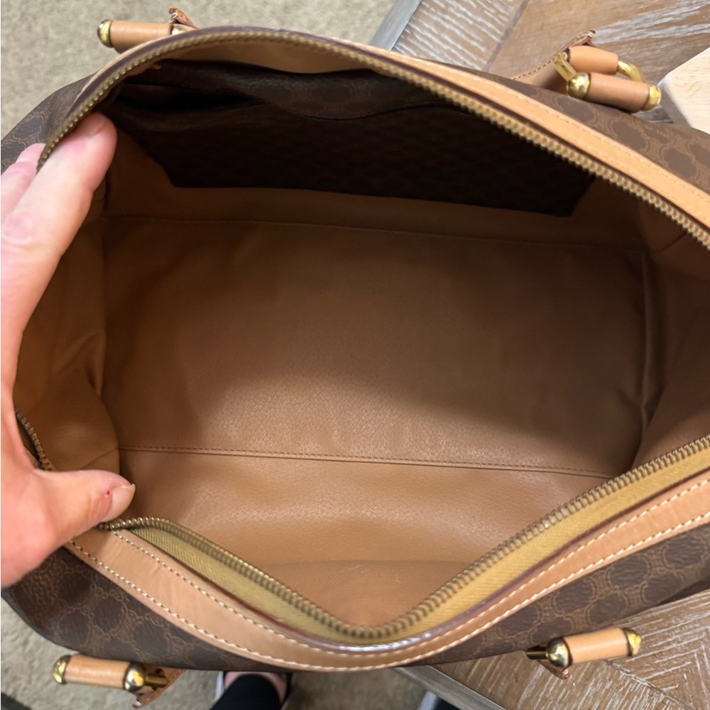 Celine Brown & Tan Monogram Canvas Top-Handle Tote - Picture 10 of 13